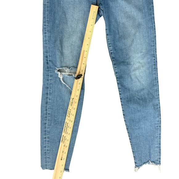 AllSaints Blue Phoenix Distressed Raw Hem Light Wash Skinny Ankle Jeans size 30 - Picture 3 of 9